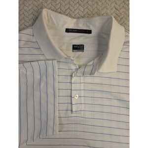 Nike Tiger Woods Collection Golf Polo Shirt Mens XL White‎ Blue Striped